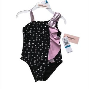 NWT Juicy Couture black and pink logo bathing suit